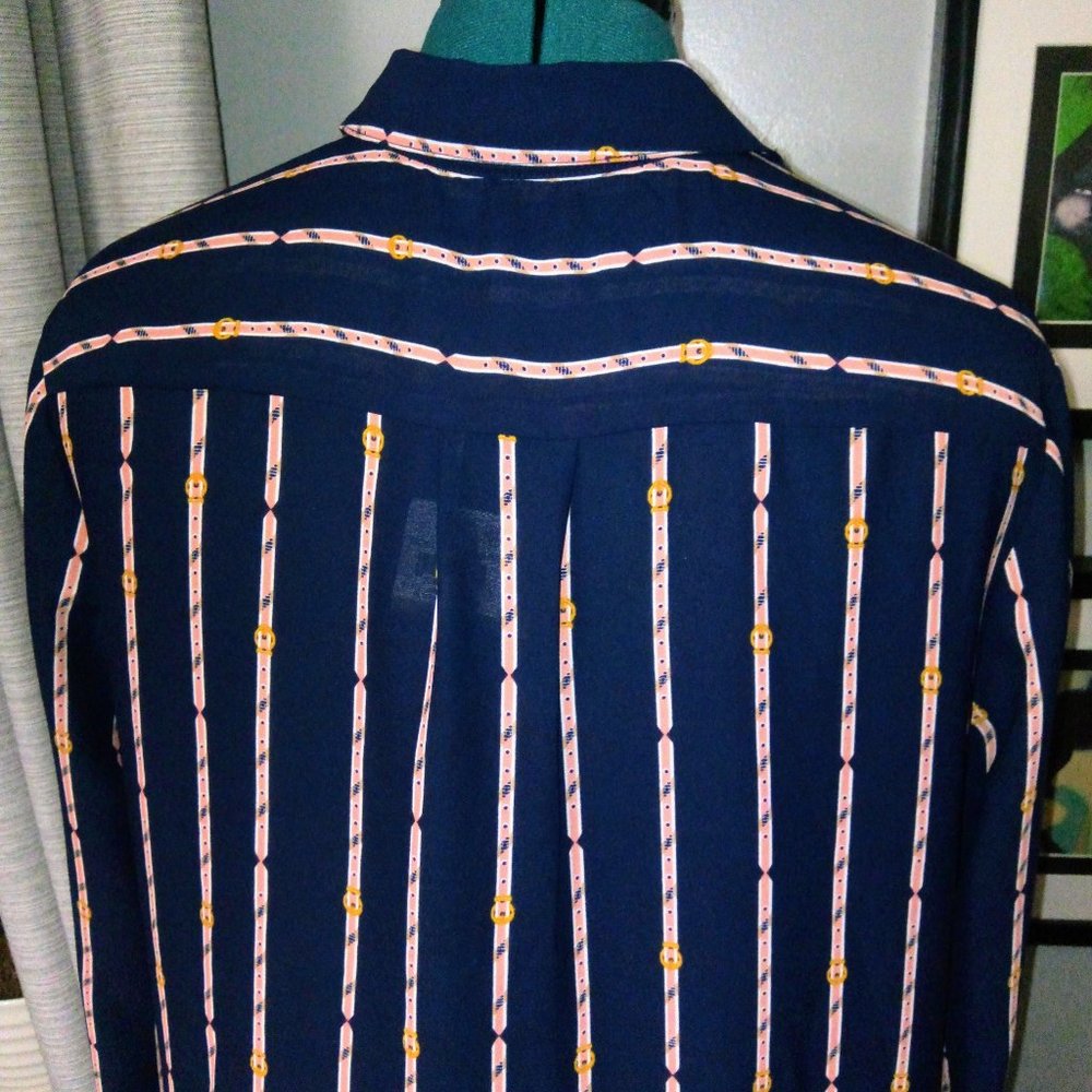 Natuical Striped Collared Blouse by Charter Club Sz Large NWT - Picture 10 of 15